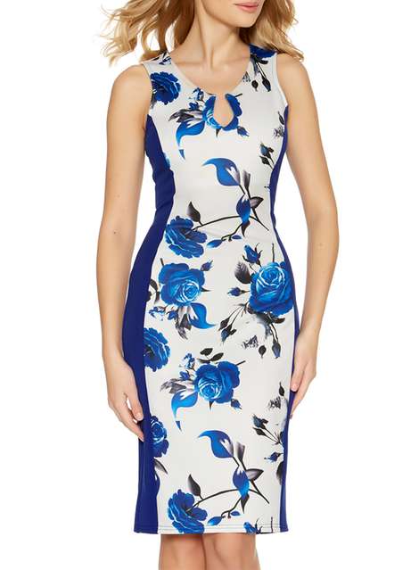 *Quiz Blue Floral Panel Dress